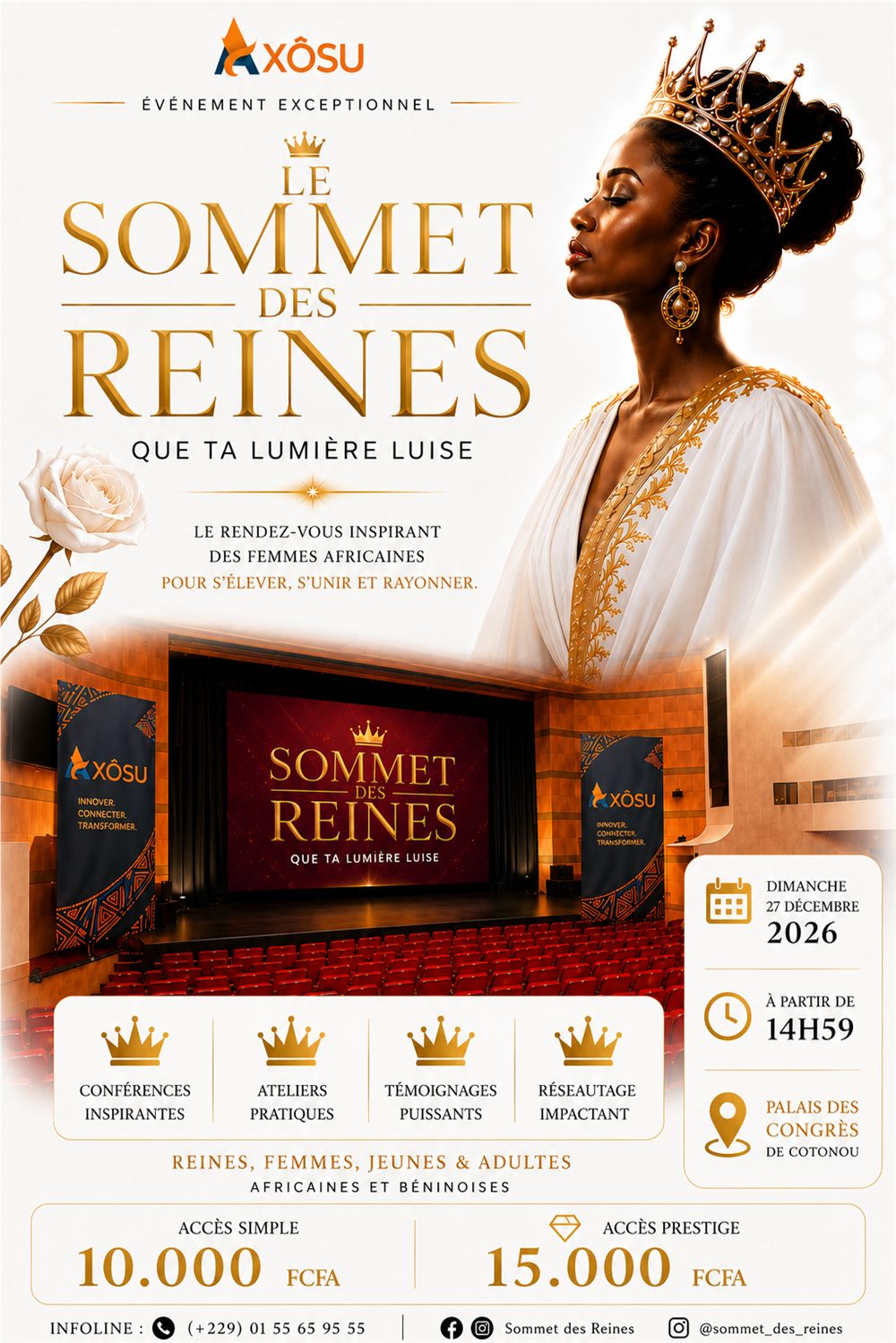 Affiche du Sommet des Reines, 27 décembre 2026 au Palais des Congrès de Cotonou